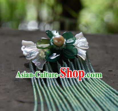 Chinese Ancient Princess Hair Accessories Green Beads Butterfly Tassel Hair Claw Traditional Hanfu Hairpins for Women