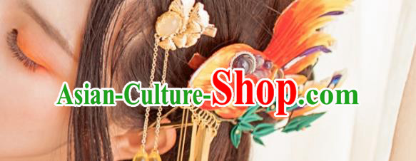 Japanese Geisha Kimono Red Goldfish Hair Claw Hairpins Traditional Yamato Hair Accessories for Women