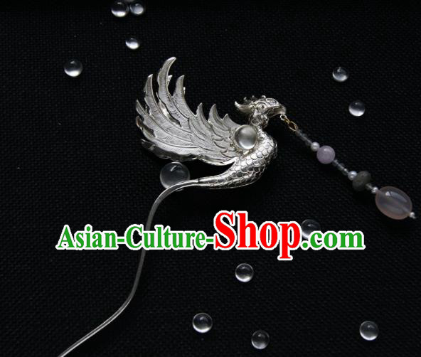 Chinese Ancient Ming Dynasty Phoenix Tassel Hairpins Hair Clip Traditional Hanfu Hair Accessories for Women