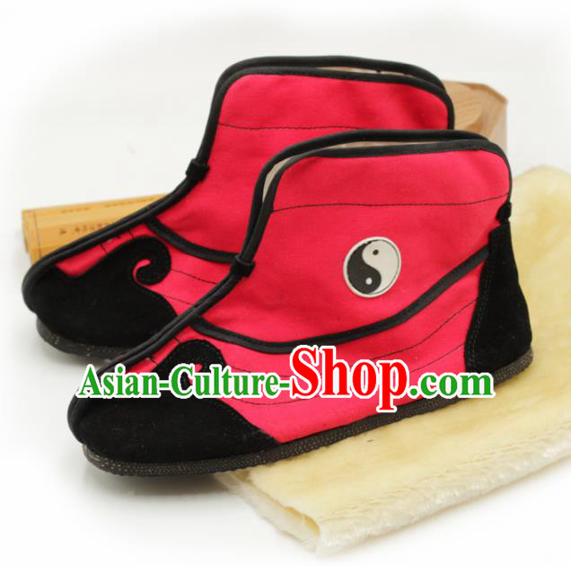 Chinese Traditional Martial Arts Kung Fu Red Boots Tai Chi Taoist Priest Shoes for Men