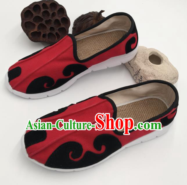 Chinese Handmade Traditional Martial Arts Kung Fu Red Shoes Tai Chi Taoist Priest Shoes for Men