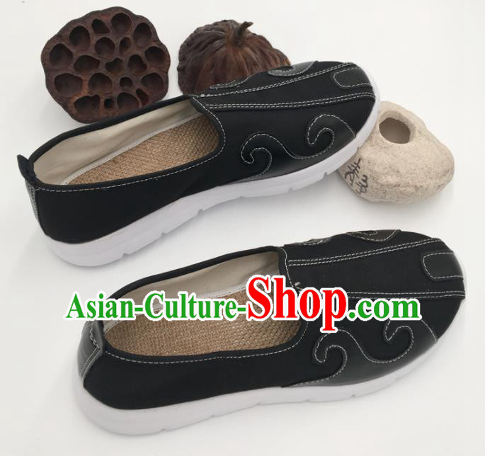 Chinese Handmade Traditional Martial Arts Kung Fu Black Shoes Tai Chi Taoist Priest Shoes for Men