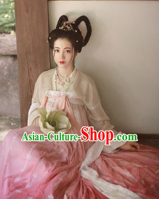 Chinese Traditional Tang Dynasty Imperial Consort Replica Costumes Ancient Palace Princess Hanfu Dress for Women