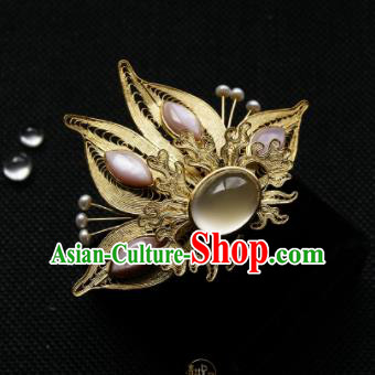 Chinese Ancient Ming Dynasty Queen Hairpins Golden Hair Claw Traditional Hanfu Hair Accessories for Women