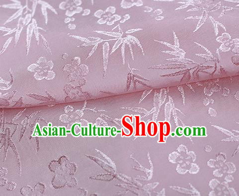 Traditional Chinese Royal Bamboo Plum Pattern Design Pink Brocade Silk Fabric Asian Satin Material