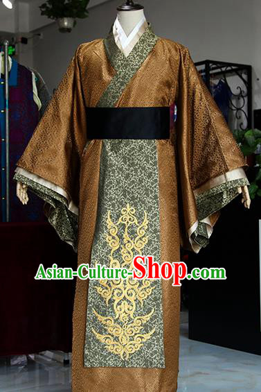 Chinese Ancient Drama Ministry Councillor Costumes Traditional Han Dynasty Swordsman Clothing for Men