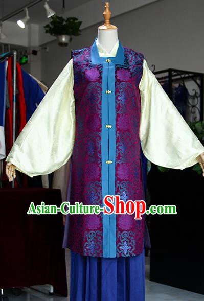 Chinese Ancient Drama Costumes Traditional Ming Dynasty Young Mistress Purple Dress for Women