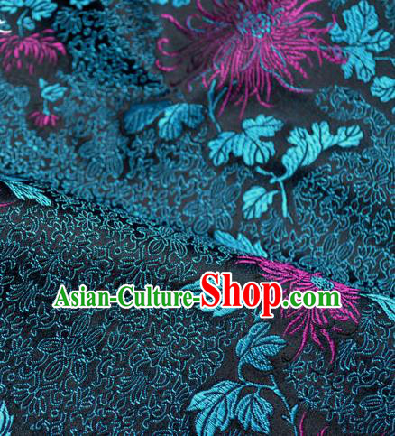 Traditional Chinese Royal Purple Chrysanthemum Pattern Design Brocade Silk Fabric Asian Satin Material