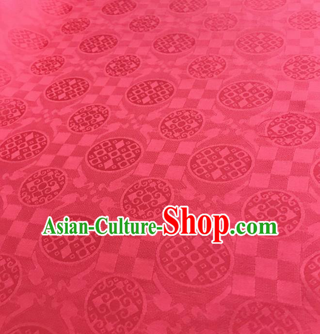 Traditional Chinese Royal Round Pattern Design Rosy Brocade Silk Fabric Asian Satin Material