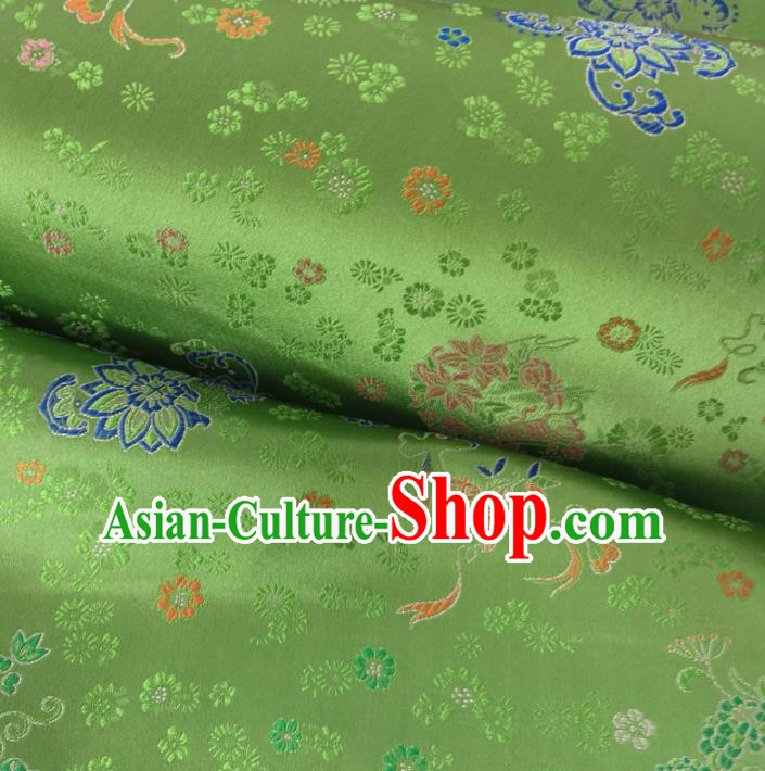 Traditional Chinese Royal Lotus Pattern Design Green Brocade Silk Fabric Asian Satin Material