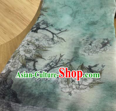 Chinese Traditional Begonia Pattern Design Green Silk Fabric Brocade Asian Satin Material