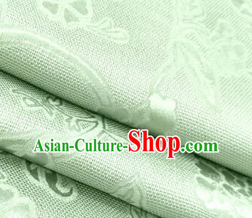 Chinese Traditional Peony Pattern Design Light Green Satin Brocade Fabric Asian Silk Material