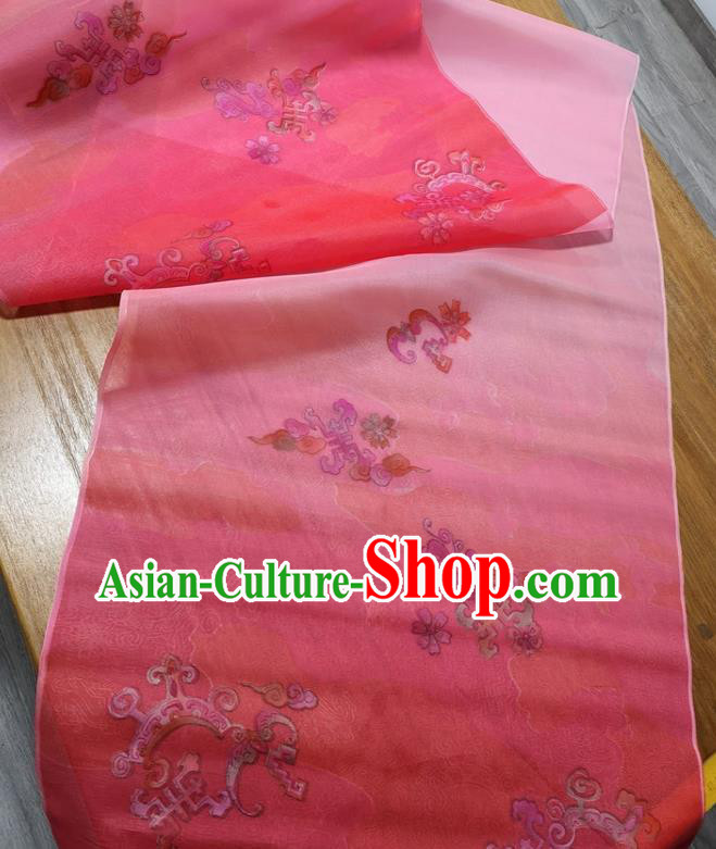 Traditional Chinese Royal Longevity Pattern Design Rosy Silk Fabric Brocade Asian Satin Material
