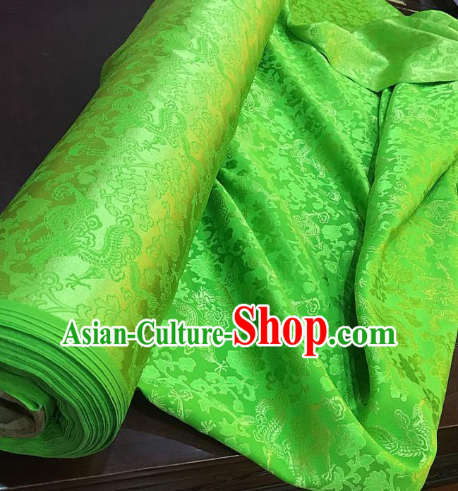 Traditional Chinese Royal Peony Pattern Design Green Brocade Silk Fabric Asian Satin Material