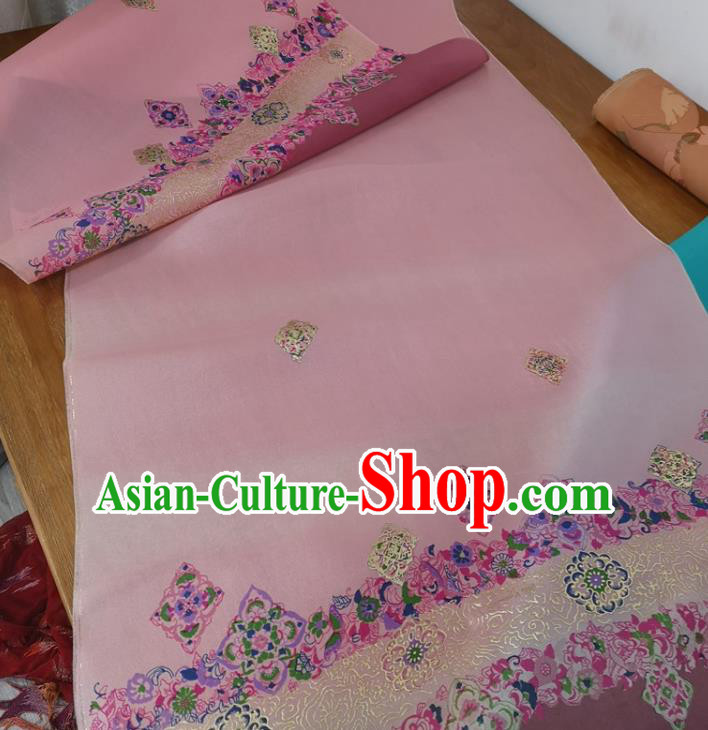 Chinese Traditional Pattern Design Pink Silk Fabric Brocade Asian Satin Material