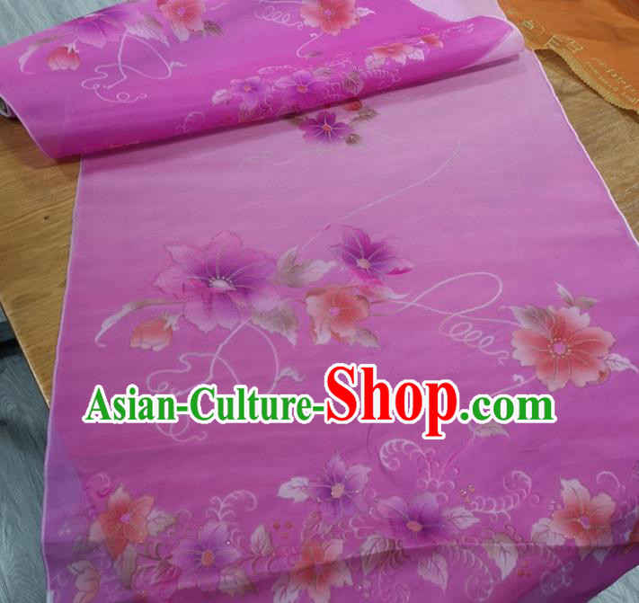Chinese Traditional Flowers Pattern Design Lilac Silk Fabric Brocade Asian Satin Material
