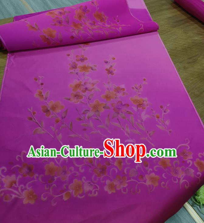 Chinese Traditional Flowers Pattern Design Purple Silk Fabric Brocade Asian Satin Material