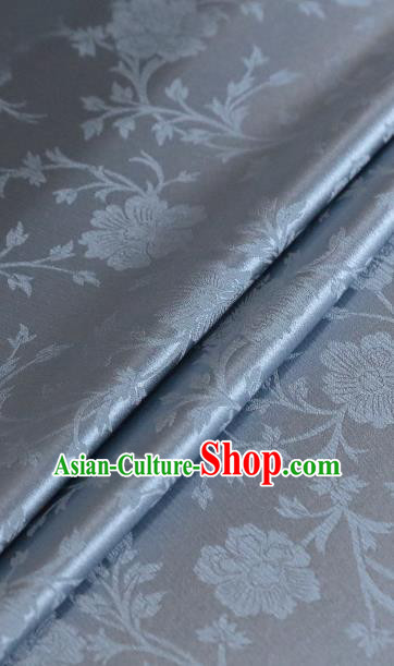 Chinese Traditional Flowers Pattern Design Grey Satin Brocade Fabric Asian Silk Material