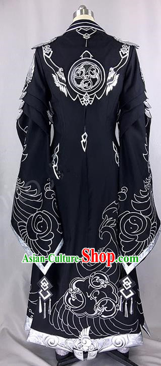 Chinese Ancient Drama Cosplay Royal Highness Black Clothing Traditional Hanfu Swordsman Costume for Men