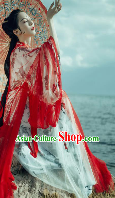 Chinese Traditional Jin Dynasty Court Concubine Replica Costumes Ancient Goddess Imperial Consort Hanfu Dress for Women