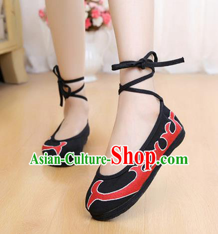 Asian Chinese National Black Cloth Shoes Classical Dance Shoes Traditional Hanfu Shoes for Women