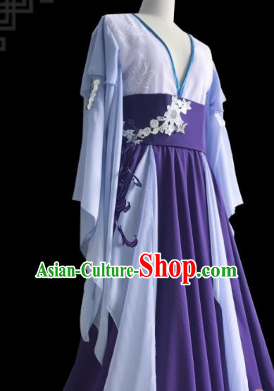 Chinese Traditional Cosplay Fairy Purple Dress Custom Ancient Female Swordsman Costume for Women