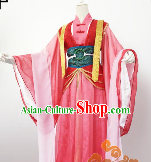Chinese Traditional Cosplay Court Maid Pink Dress Custom Ancient Swordswoman Princess Costume for Women