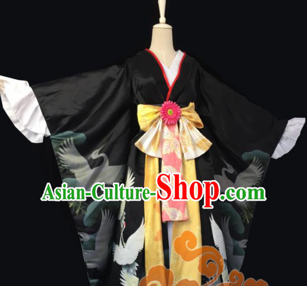 Chinese Traditional Cosplay Geisha Fairy Princess Black Dress Custom Ancient Swordswoman Costume for Women