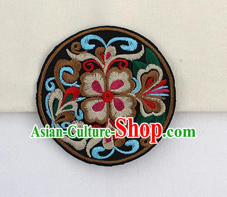 Chinese Ancient Handmade Embroidered Butterfly Flower Round Patch Traditional Embroidery Appliqu Craft for Women