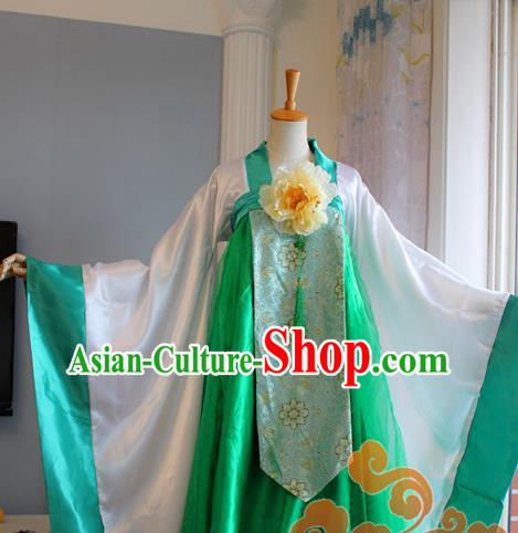Traditional Chinese Cosplay Goddess Princess Green Dress Ancient Fairy Swordswoman Costume for Women