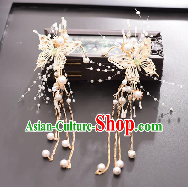 Chinese Ancient Court Butterfly Tassel Earrings Traditional Princess Hanfu Wedding Accessories for Women