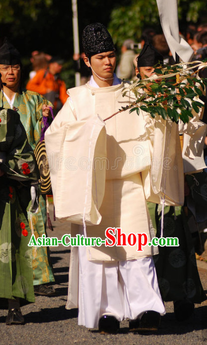 Ancient Asian Japanese Monk Costumes White Shinto Enlightenment Silk Robes