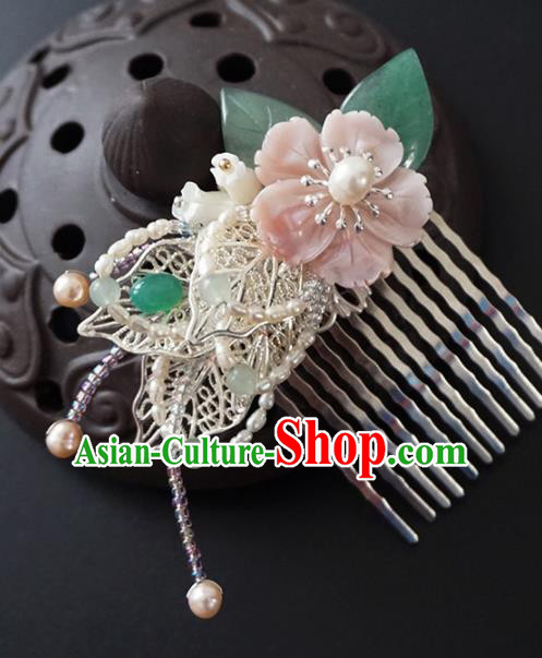 Chinese Ancient Princess Pearls Hair Comb Hairpins Traditional Handmade Hanfu Hair Accessories for Women
