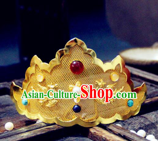 Ancient Chinese Ming Dynasty Golden Hair Crown Hairpins Traditional Hanfu Court Hair Accessories for Women