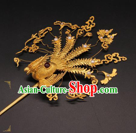 Chinese Ancient Ming Dynasty Empress Phoenix Hairpins Traditional Hanfu Court Hair Accessories for Women