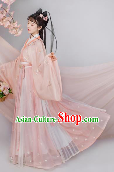 Traditional Chinese Jin Dynasty Court Princess Hanfu Dress Ancient Flower Goddess Replica Costumes for Women