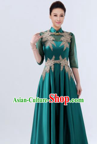 Customized Chinese Chorus Green Full Dress Professional Modern Dance Stage Performance Costumes for Women