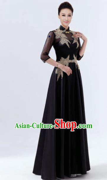 Customized Chinese Chorus Black Full Dress Professional Modern Dance Stage Performance Costumes for Women