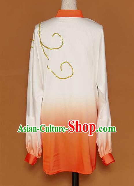 Chinese Professional Martial Arts Embroidered Orange Costume Traditional Kung Fu Competition Tai Chi Clothing for Women