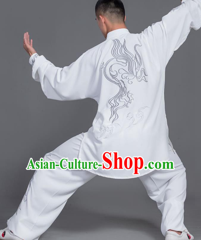 Chinese Martial Arts Competition White Uniforms Traditional Kung Fu Tai Chi Training Costume for Men