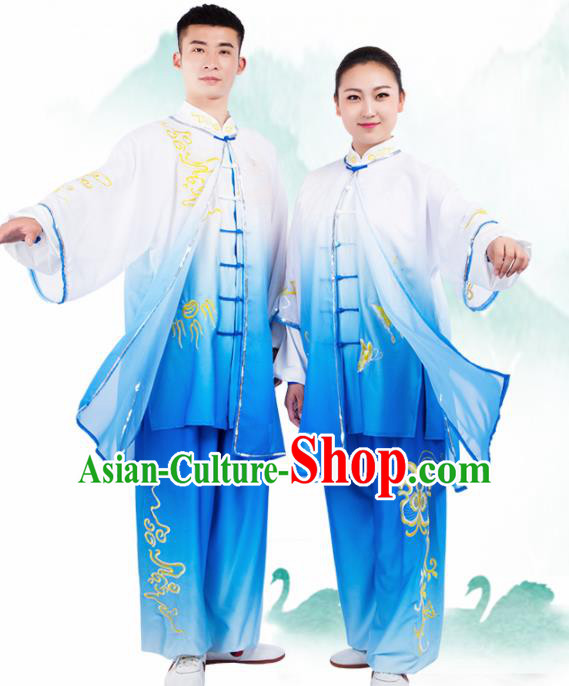 Chinese Traditional Martial Arts Competition Embroidered Butterfly Costume Kung Fu Tai Chi Training Clothing for Men