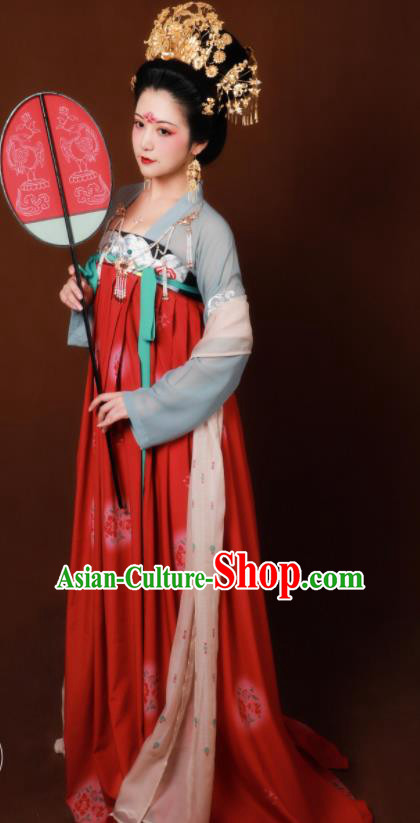 Traditional Chinese Tang Dynasty Imperial Consort Hanfu Dress Ancient Drama Court Lady Replica Costumes for Women