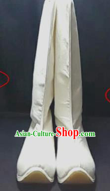 Traditional Chinese White Cloth Boots Handmade Hanfu Shoes Ancient Princess Shoes for Women