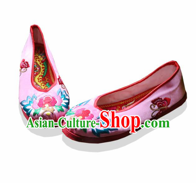 Traditional Chinese Pink Embroidered Shoes Handmade Hanfu Shoes Ancient Princess Shoes for Women