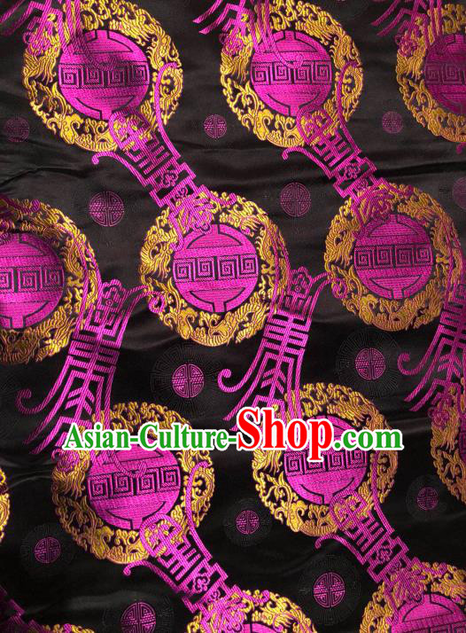 Asian Chinese Traditional Pattern Design Black Brocade Fabric Cheongsam Silk Material