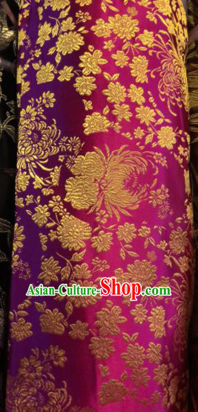 Asian Chinese Traditional Chrysanthemum Pattern Design Rosy Brocade Fabric Cheongsam Silk Material
