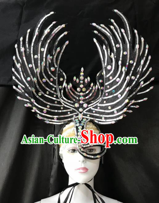 Customized Halloween Carnival Black Hair Accessories Brazil Parade Samba Dance Headpiece for Women