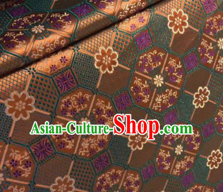Asian Chinese Traditional Galsang Flower Pattern Design Brown Brocade Fabric Cheongsam Silk Material