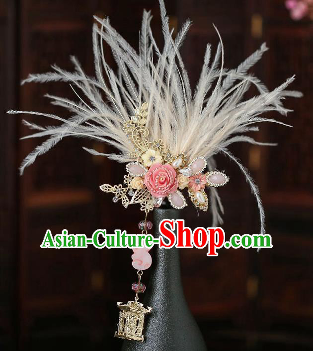 Top Chinese Traditional Feather Hair Claw Handmade Hanfu Hairpins Hair Accessories for Women