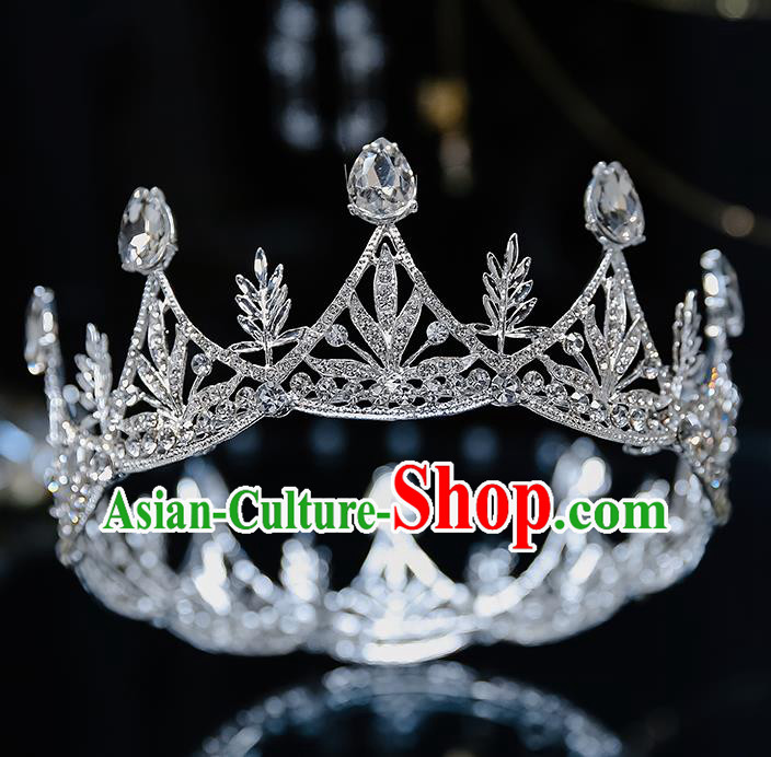 Top Grade Handmade Princess Zircon Round Royal Crown Wedding Bride Hair Accessories for Women